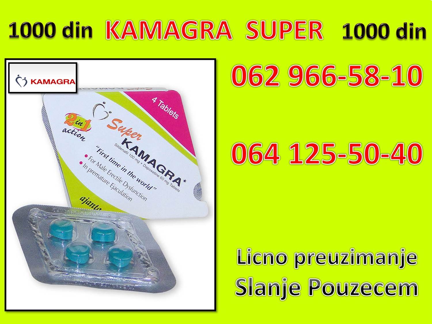 KAMAGRA SUPER 2u1  1000 DIN!! 064/125-50-40    062/966-58-10