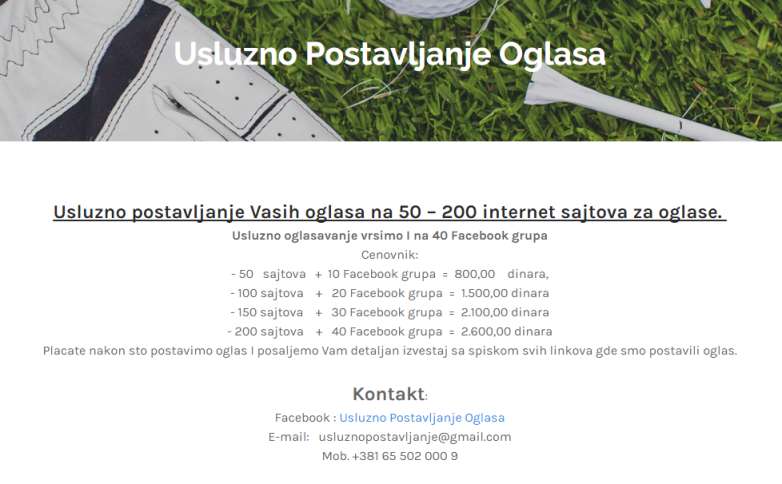 Usluzno postavljanje oglasa na 50-200  sajtova !!!